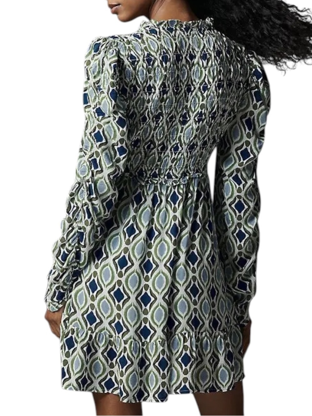 ANTHROPOLOGIE Women’s Long-Sleeve V-Neck Ruffle Mini Dress - Picture 3 of 16
